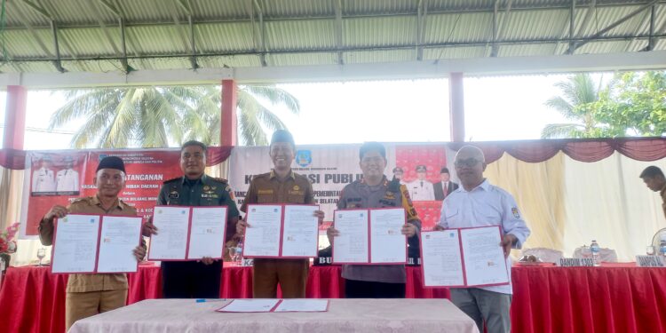 Pemkab Bolsel Gelar Penandatanganan NPHD Pilkada 2024 Bersama KPU, Polres dan Kodim 1303 BM