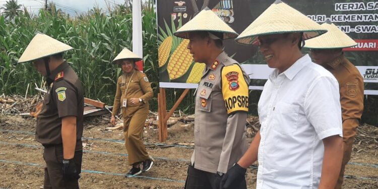 Walikota Terpiih Weny Gaib bersama Kapolres Kotamobagu AKBP Irwanto, SIK, MH., hadiri Penanaman Jagung Serentak
