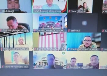 Melalui Zoom Bupati Bolmong Yusra Alhabsy Pimpin Rapat Koordinasi Dengan OPD Terkait Efisiensi Anggaran
