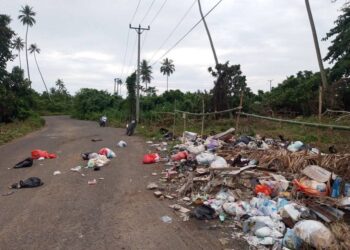 Pengendara Keluhkan Sampah di Desa Sondana Melebar Kejalan
