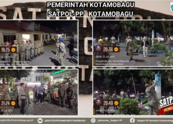 Satpol PP Kotamobagu Lakukan Patroli Gabungan di Taman Kota