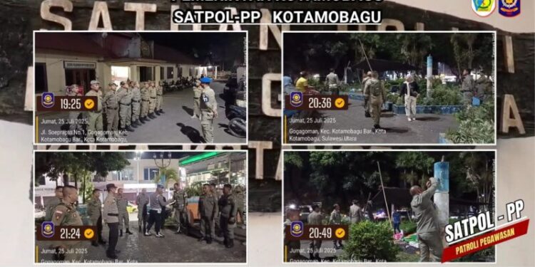 Satpol PP Kotamobagu Lakukan Patroli Gabungan di Taman Kota
