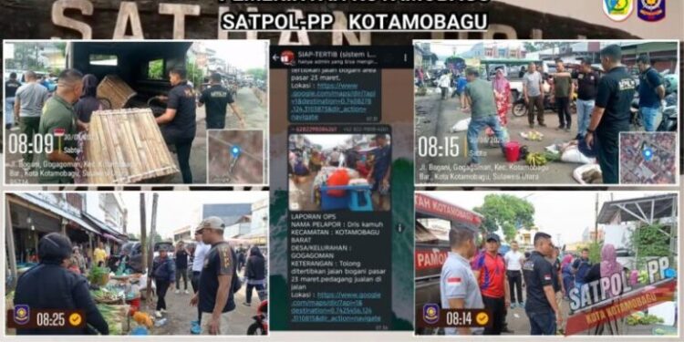 Satpol PP Kotamobagu Tertibkan Sejumlah PKL Diakhir Pekan