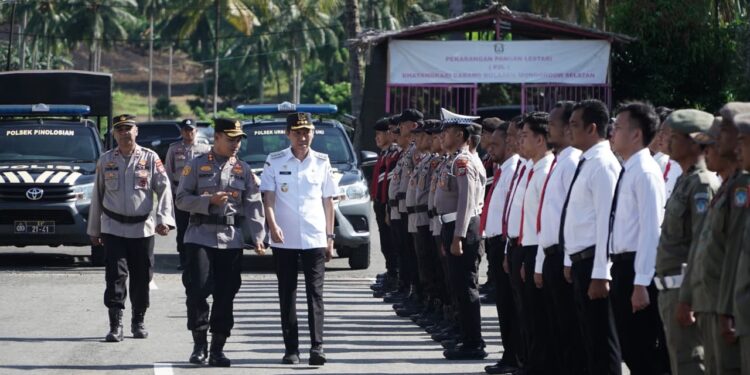 Apel Kesiapsiagaan Hadapi Bencana Akibat Perubahan Iklim, Bupati Dan Kapolres Bolsel Cek Kesiapan Personel