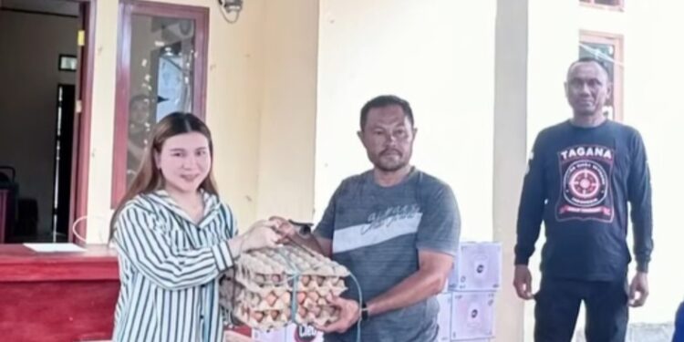 Politisi Gerindra Dhea Eucharisty Lumenta Serahkan Bantuan Pangan Ke-Warga Terdampak Banjir