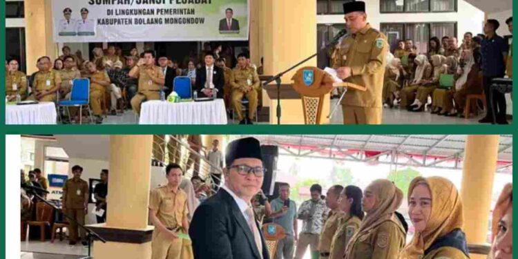 Wabup Dony Lumenta Lantik PLT Kapus Dan PLT Sekcam,Bupati Yusra: Tenaga Kesehatan Harus Profesional Dan Sabar