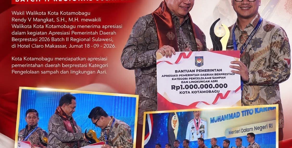 Kotamobagu Raih Penghargaan Regional Sulawesi, Unggul dalam Pengelolaan Sampah dan Lingkungan