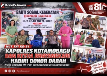 HUT TNI ke-81, Kapolres Kotamobagu dan Ketua Bhayangkari Hadiri Donor Darah