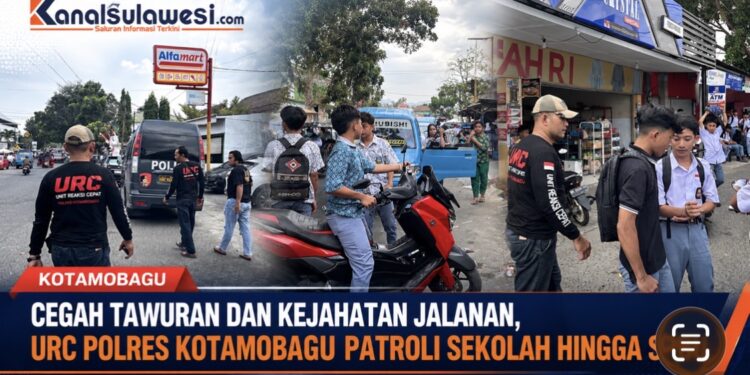 Cegah Tawuran dan Kejahatan Jalanan, URC Polres Kotamobagu Patroli Sekolah hingga SPBU