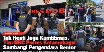 Tak Henti Jaga Kamtibmas, Tim URC Polres Kotamobagu Sambangi Pengendara Bentor