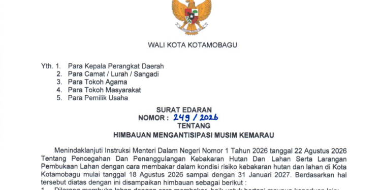 Wali Kota Kotamobagu Keluarkan Imbauan Antisipasi Musim Kemarau
