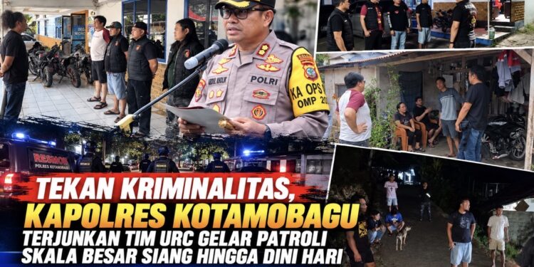 Tekan Kriminalitas, Kapolres Kotamobagu Terjunkan Tim URC Gelar Patroli Skala Besar hingga Dini Hari