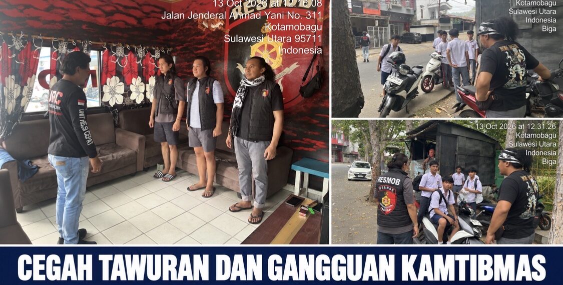 Cegah Tawuran dan Gangguan Kamtibmas, URC Polres Kotamobagu Gelar Patroli Mobile Siang-Malam